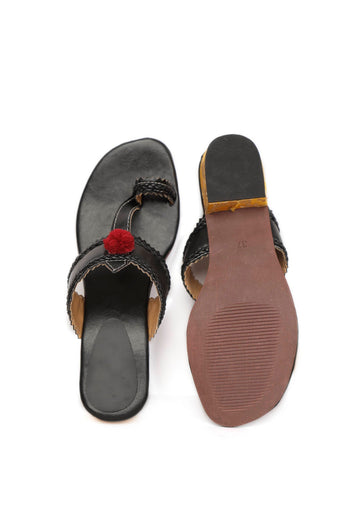 Onyx Black Brocade Kolhapuri Inspired